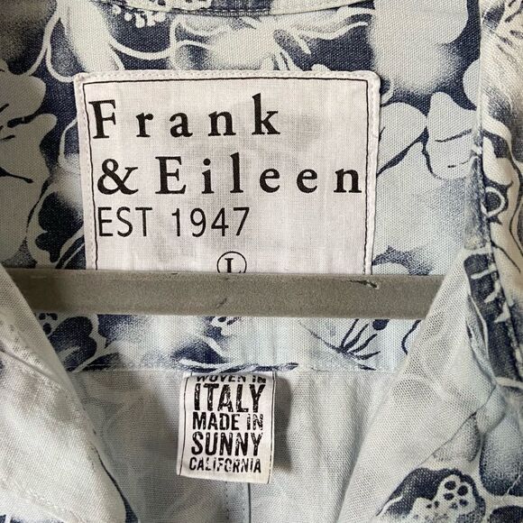 Frank & Eileen Blue White Shirts Button Down Floral Size L - Picture 10 of 11
